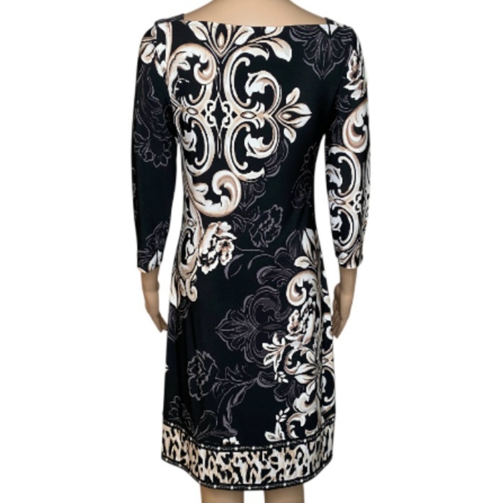 White House Black Market Elegant Black and Cream Midi Dress Sz. XS - Picture 2 of 5